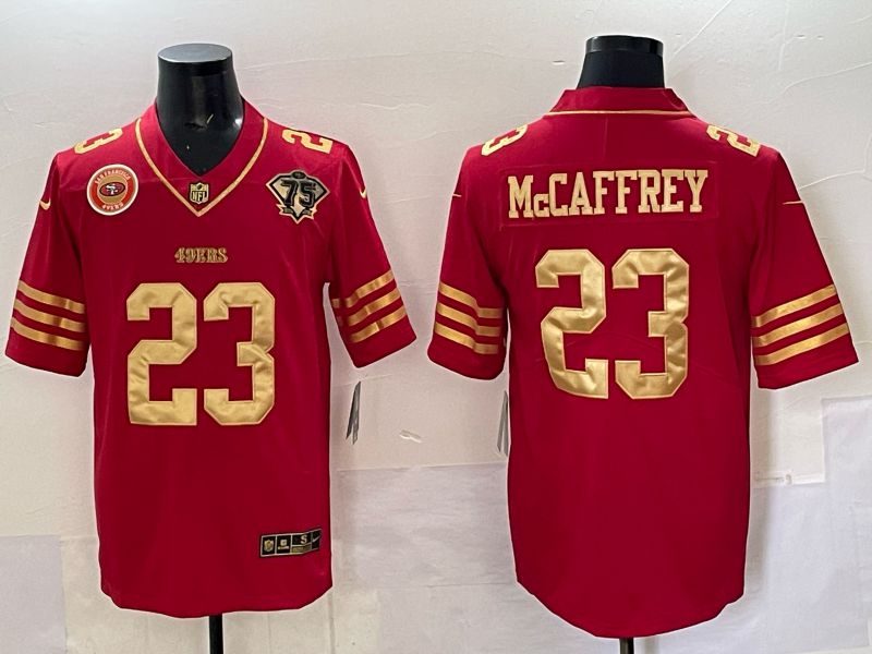 Men San Francisco 49ers #23 Mccafrey Red 75th Nike Limited NFL 2025 Jersey style 09->san francisco 49ers->NFL Jersey